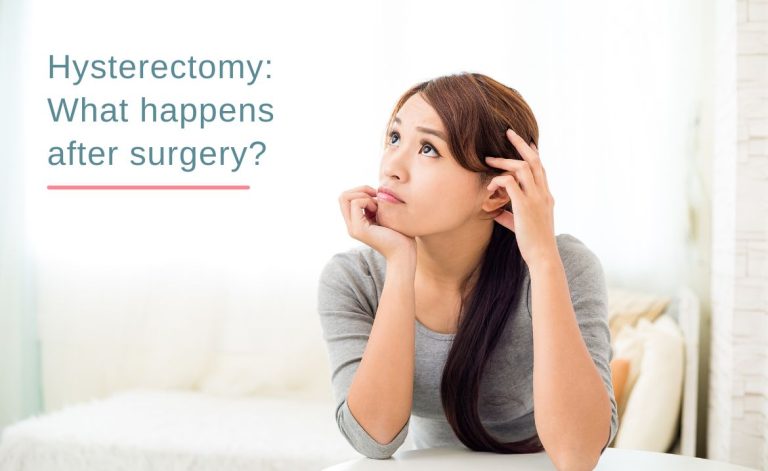 Hysterectomy, woman sitting thinking